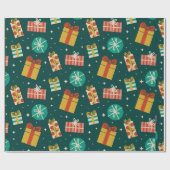 Papier Cadeau Cadeaux d'aquarelle Noël Présents Papier d'envelop (Plat)