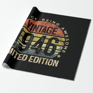 Papier Cadeau Cadeaux de 75 ans Vintage 1946 Anniversaire