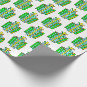 Papier Cadeau Cadeaux de caricatures vert citron et orange (Coin)