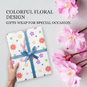 Papier Cadeau Cadeaux de design floral coloré
