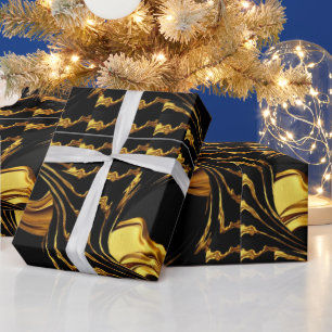 Papier Cadeau Cadeaux de luxe : monochrome noir or liquide compl