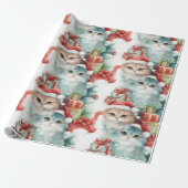 Papier Cadeau Cadeaux de Noël colorés avec chats festifs (Déroulé)