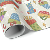 Papier Cadeau Cadeaux de Noël colorés Présents Enveloppement Pap (Coin rond)