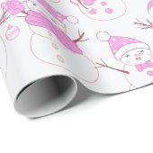 Papier Cadeau Cadeaux de Noël des Snowmen Cadeaux Noël blanc (Coin rond)