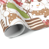 Papier Cadeau Cadeaux de Noël des Snowmen Cadeaux Noël blanc (Coin rond)