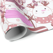 Papier Cadeau Cadeaux de Noël des Snowmen Cadeaux Noël blanc (Coin rond)