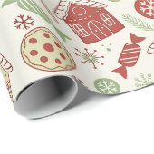 Papier Cadeau Cadeaux de Noël Doodle Motif (Coin rond)