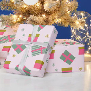 Papier Cadeau Cadeaux de Noël et flocons de neige Noël moderne