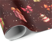 Papier Cadeau Cadeaux de Noël et rubans (Coin rond)