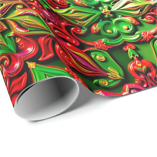 Papier Cadeau ~ Cadeaux de Noël multicolores ~ (Coin rond)