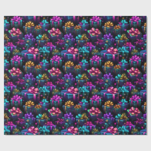 Papier Cadeau Cadeaux de Noël Neon (Plat)