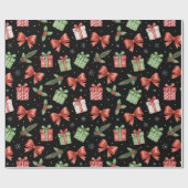 Papier Cadeau Cadeaux de Noël, Noir (Plat)