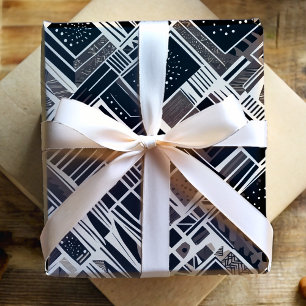 Papier Cadeau Cadeaux de retraite Art déco moderne pour papa noi