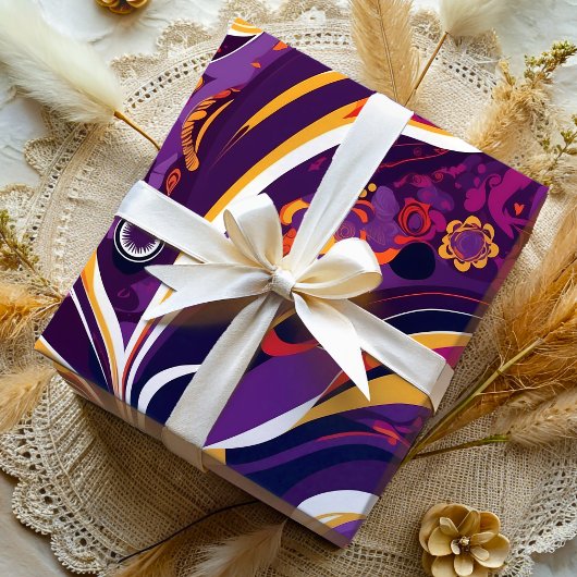 Papier Cadeau Cadeaux de tourbillons abstraits psychédéliques po