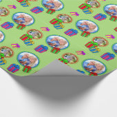 Papier Cadeau Cadeaux lunaires verts avec photos (Coin)