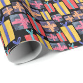 Papier Cadeau Cadeaux multicolores Aquarelle transparente (Coin rond)