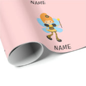 Papier Cadeau Cadeaux personnalisés pour les filles Fée d'abeill (Coin rond)