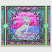 Papier Cadeau Cadeaux Teal-Roses de Tapistry de licorne par (Plat)