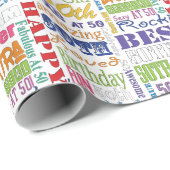 Papier Cadeau Cadeaux Uniques Et Spéciaux 50e Anniversaire (Coin rond)