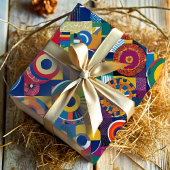 Papier Cadeau Cadeaux vibrants à motifs géométriques patchwork a