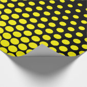 Papier Cadeau Cadmium Jaune Polka Dot Noir moderne (Coin)