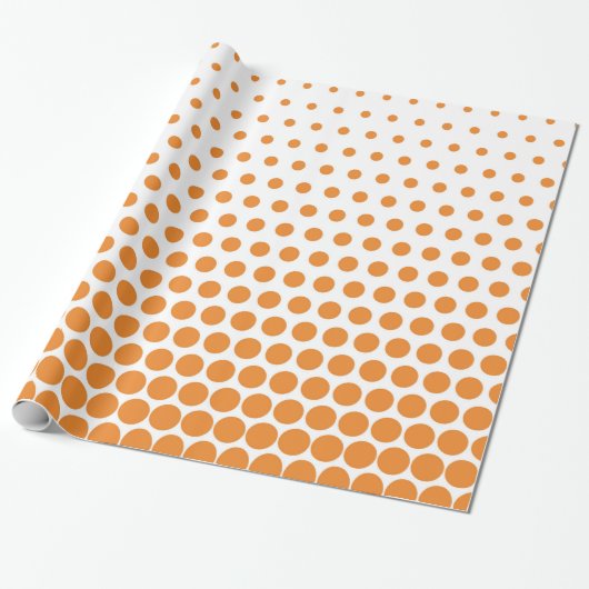 Papier Cadeau Cadmium Orange Polka Dot Blanc Moderne (Déroulé)