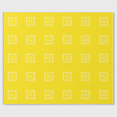 Papier Cadeau Cadre de clé grecque blanche jaune #1 Monogramme i (Plat)