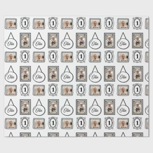 Papier Cadeau Cadre de photo de style BD pour anniversaire 2D (Plat)