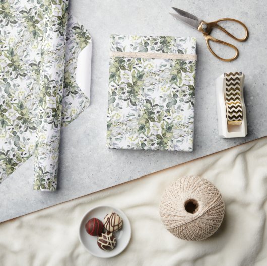 Papier Cadeau Cadre doré feuillage verdoyant (Artisanat)