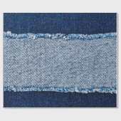 Papier Cadeau Cadre en tissu jean bleu Denim. Dénim bleu fleur (Plat)