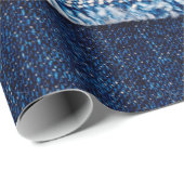 Papier Cadeau Cadre en tissu jean bleu Denim. Dénim bleu fleur (Coin rond)