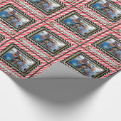 Papier Cadeau Cadre rouge et blanc de photo de rayure (Coin)