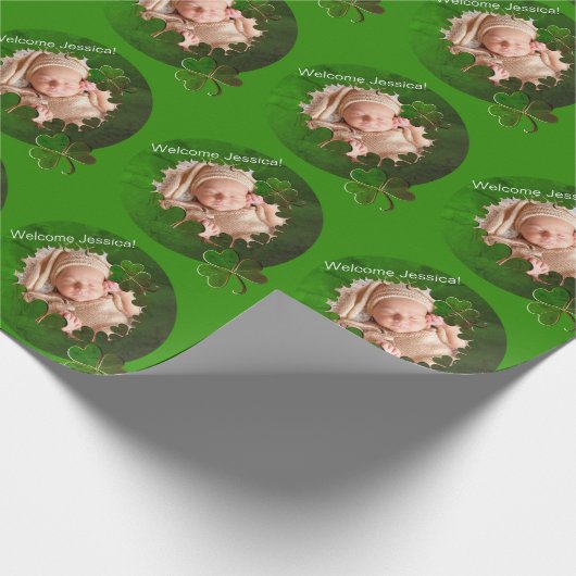 Papier Cadeau Cadre vert shamrock * Papier à enveloppement photo (Coin)