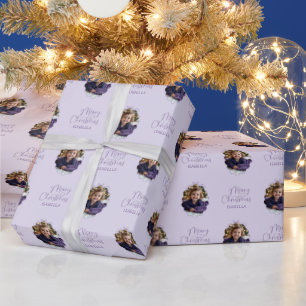 Papier Cadeau Cadre Wavy personnalisé Simple Bow Joyeux Noël