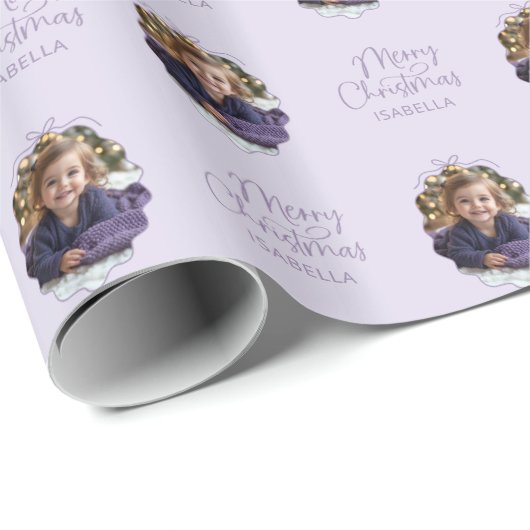 Papier Cadeau Cadre Wavy personnalisé Simple Bow Joyeux Noël (Coin rond)