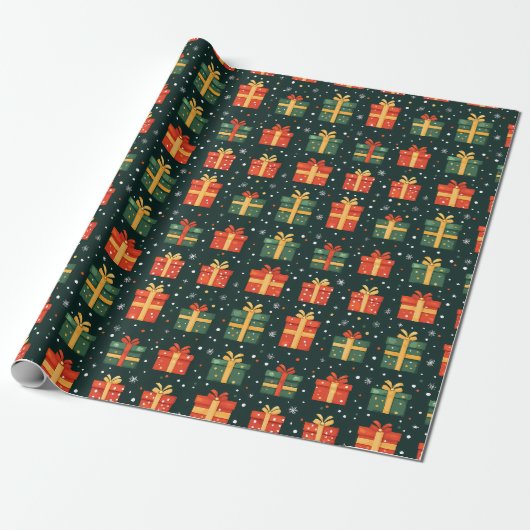 Papier Cadeau Cadres de Noël Abstraits simples (Déroulé)