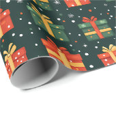 Papier Cadeau Cadres de Noël Abstraits simples (Coin rond)
