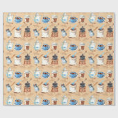 Papier Cadeau Café aquarelle (Plat)