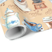 Papier Cadeau Café aquarelle (Coin rond)