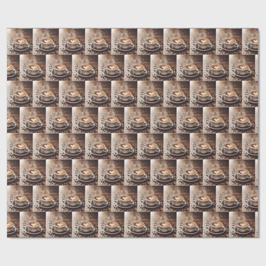 Papier Cadeau Café avec coeur et haricots (Plat)