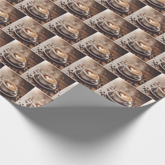 Papier Cadeau Café avec coeur et haricots (Coin)