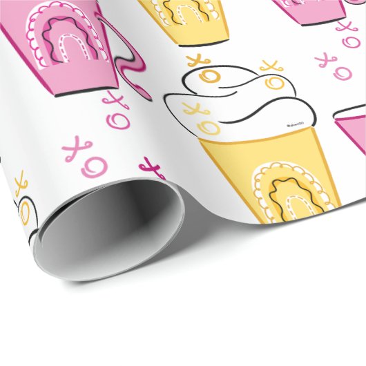 Papier Cadeau Café chaud ou froid pour Valentines (Coin rond)