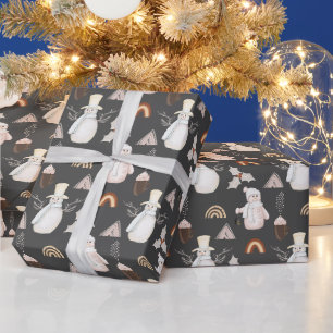 Papier Cadeau Café de Noël et Snowmen