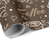 Papier Cadeau Café et Croissant Love (Coin rond)