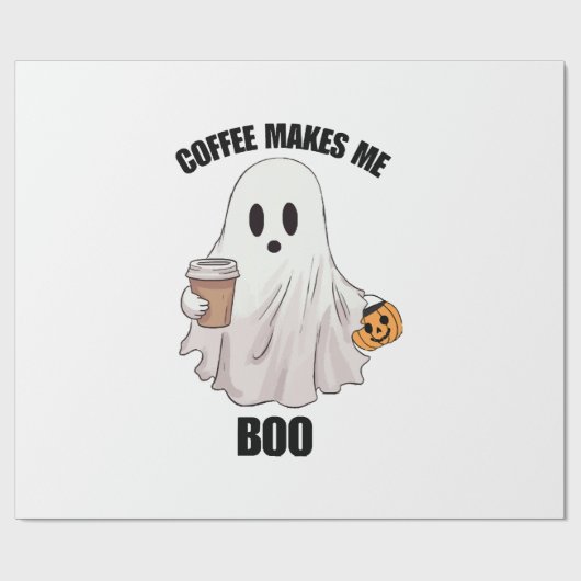 Papier Cadeau Café fantôme Halloween drôle (Plat)