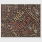 Papier Cadeau Café sur Burlap Word Cloud Brown ID283 (Plat)