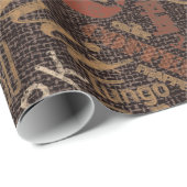 Papier Cadeau Café sur Burlap Word Cloud Brown ID283 (Coin rond)
