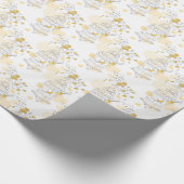 Papier Cadeau Cage d'oiseaux avec coeur jaune gris mariage envel (Coin)