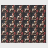 Papier Cadeau Cairn Terrier Avec Noël Festif Du Père Noël (Plat)