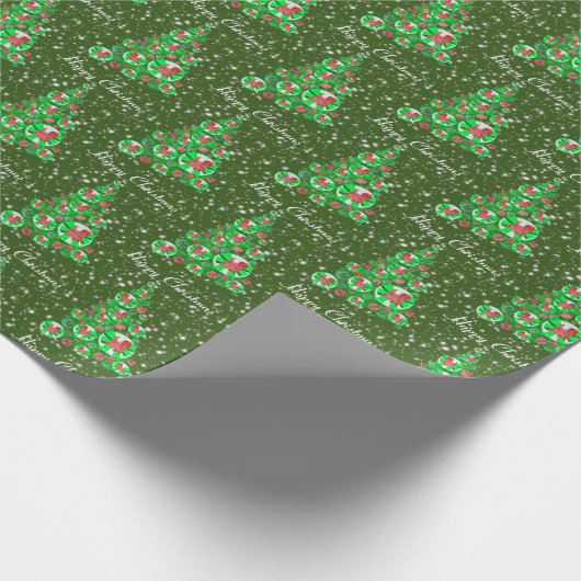 Papier Cadeau Cairn Terrier Chien de Noël Arbre de Noël Vert vac (Coin)